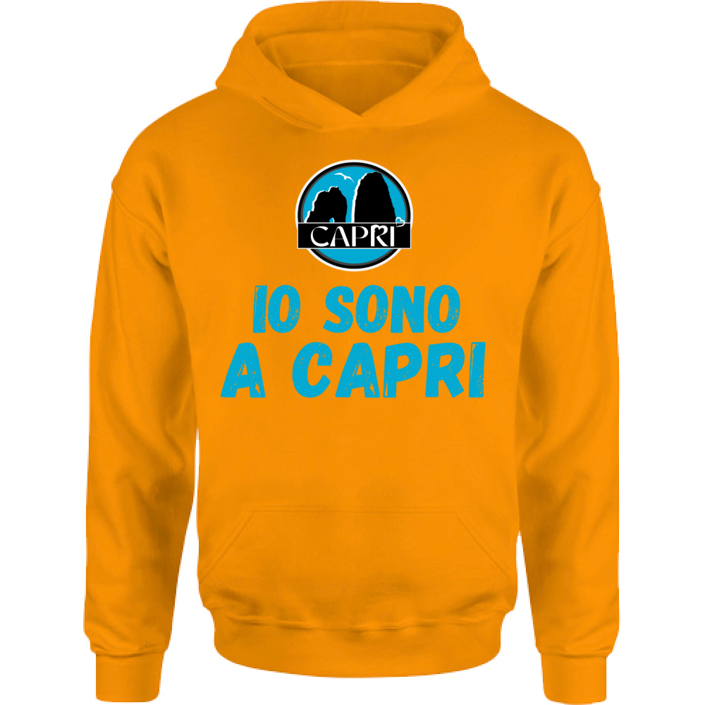Felpa Bambino con Cappuccio IO SONO A CAPRI SCRITTA AZZURRA