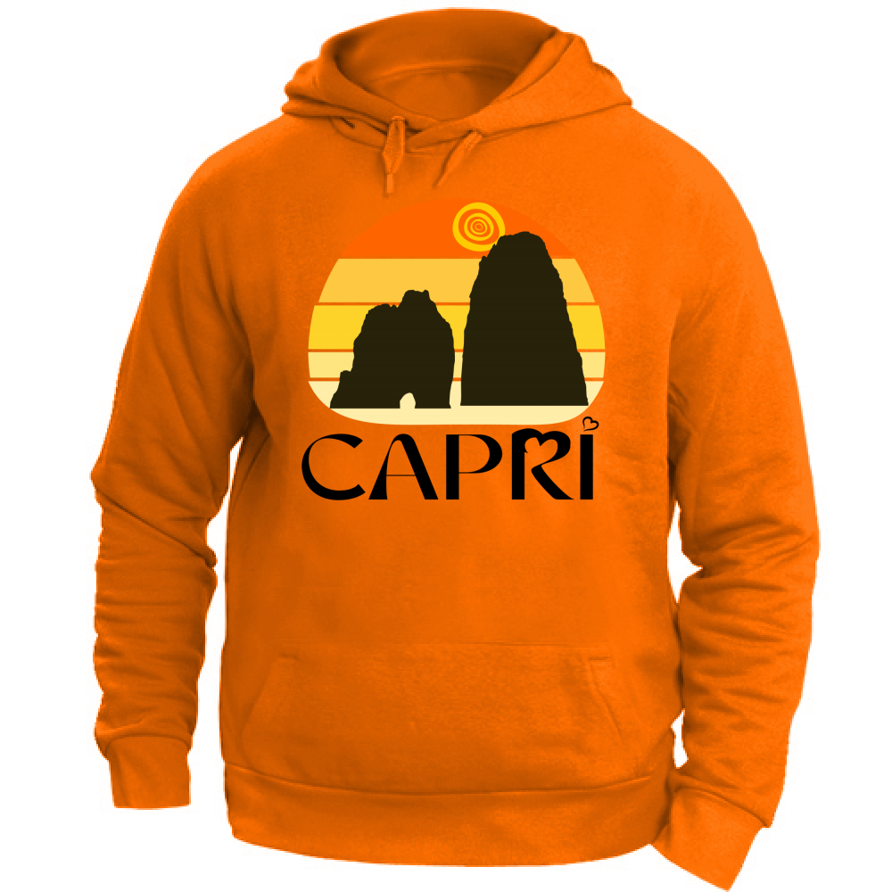 Felpa Unisex con Cappuccio CAPRI TRAMONTO VINTAGE SCRITTA NERA