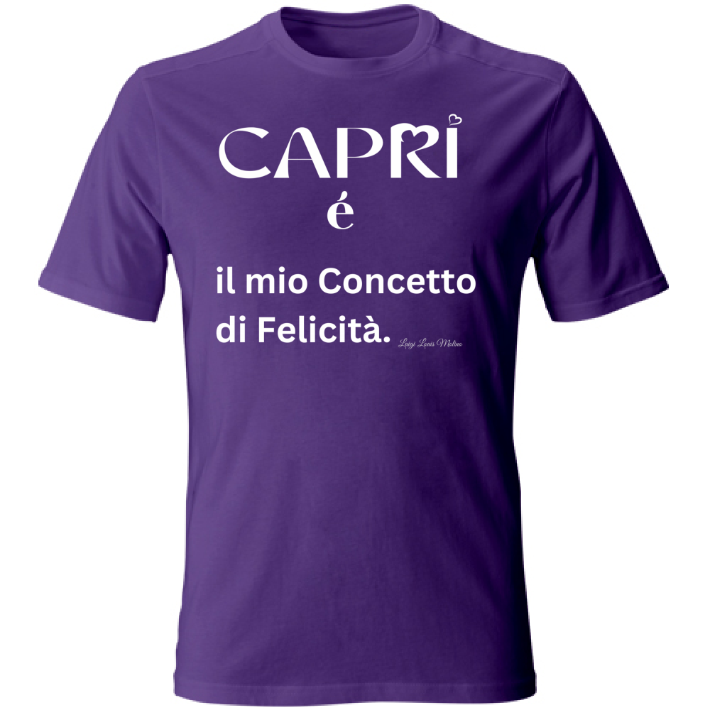 T-Shirt Bambino Capri é il mio concetto di Felicità scritta Bian