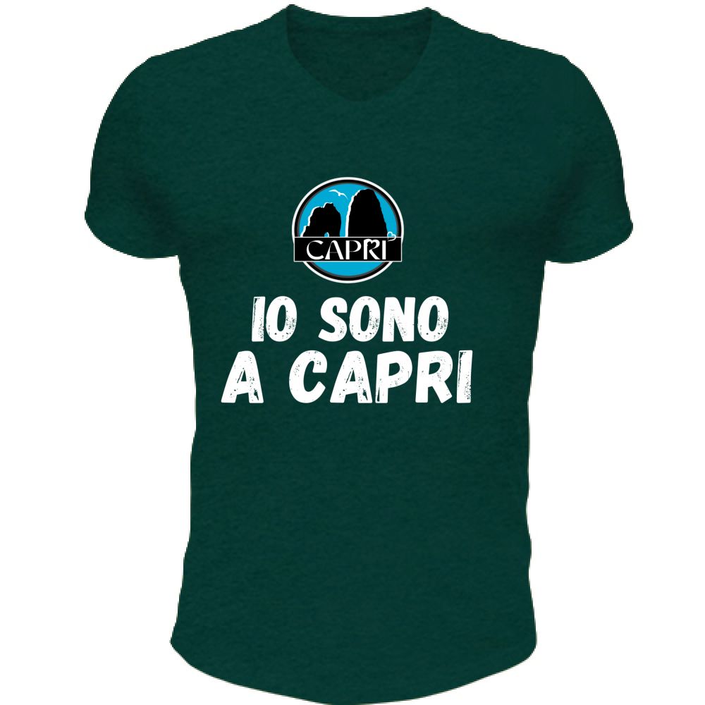 Unisex V-Neck T-Shirt I AM IN CAPRI WHITE WRITING