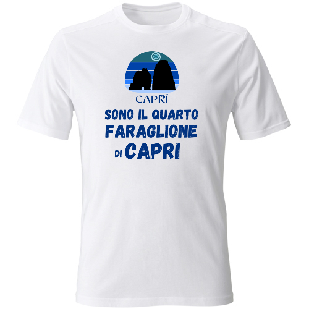 T-Shirt Unisex Large SONO IL QUARTO FARAGLIONE DI CAPRI SCRITTA BLUE