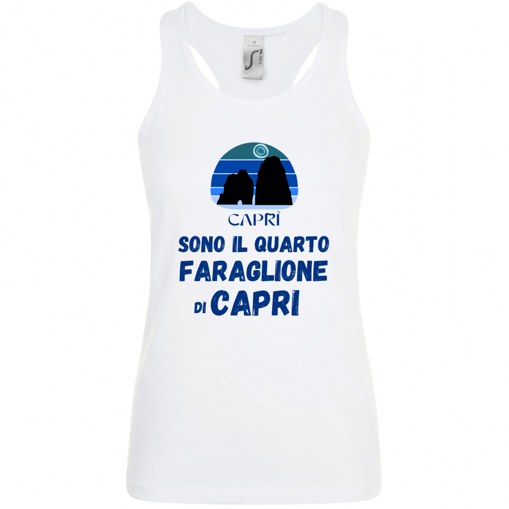 Canotta Donna SONO IL QUARTO FARAGLIONE DI CAPRI SCRITTA BLUE