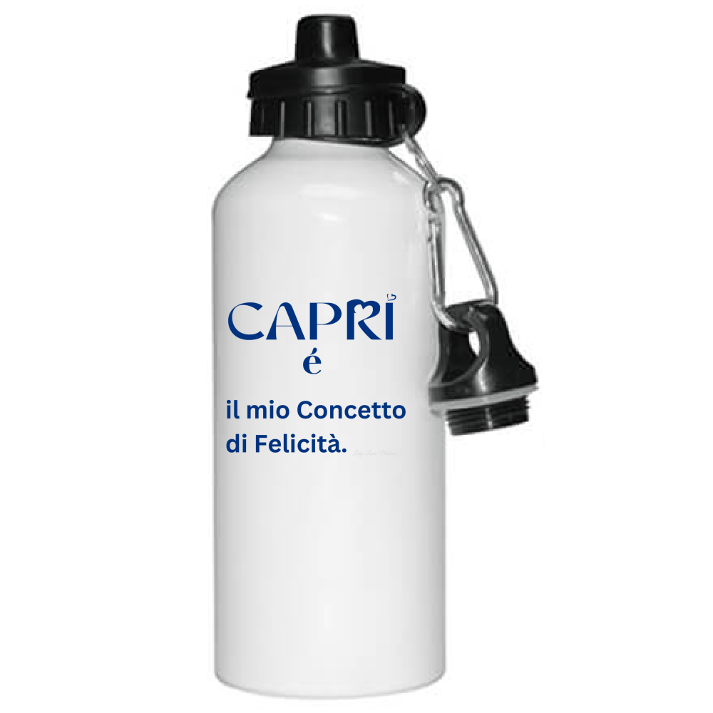 Borraccia Capri é il mio concetto di Felicità scritta Blue