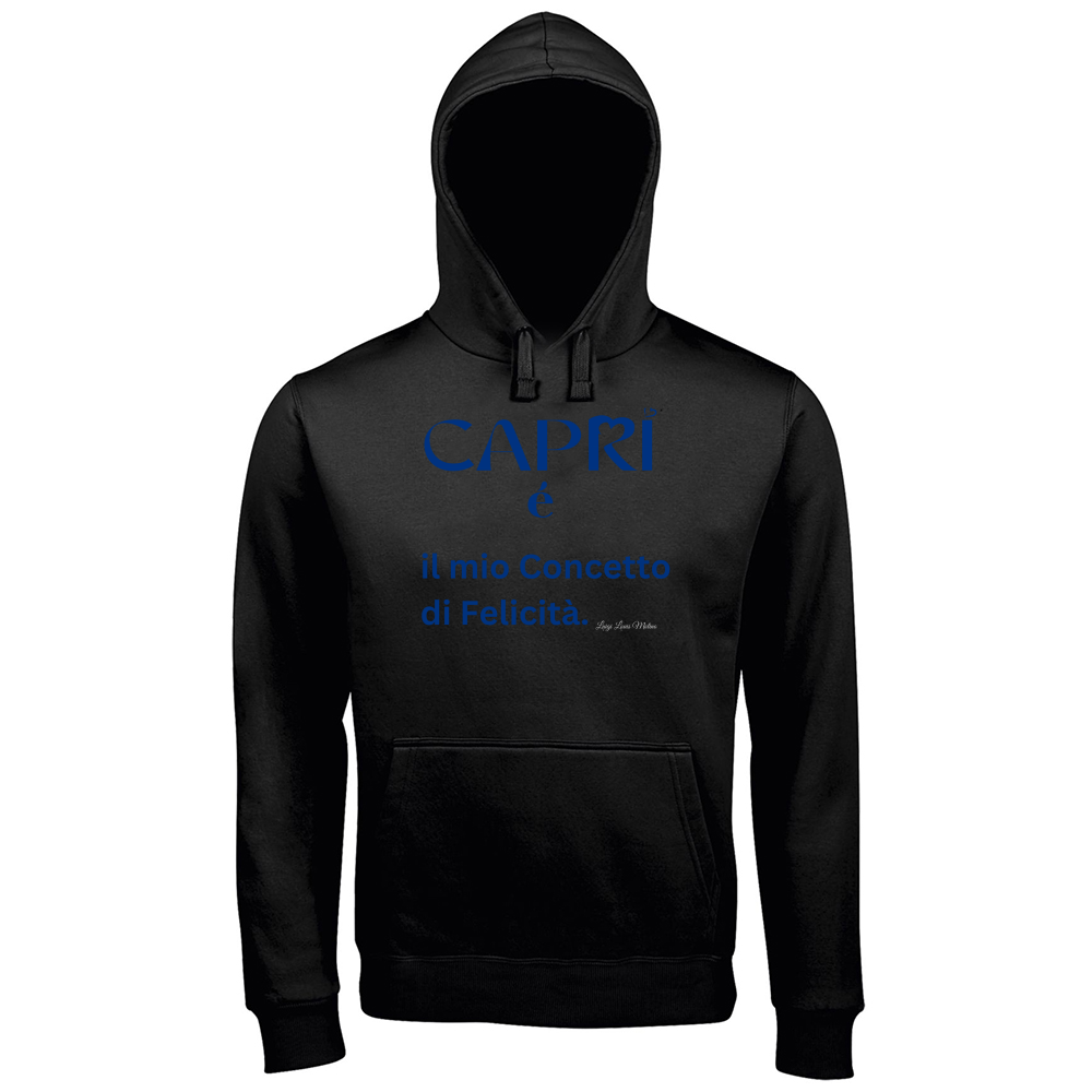 Hoodie Premium Men Capri é il mio concetto di Felicità scritta Blue