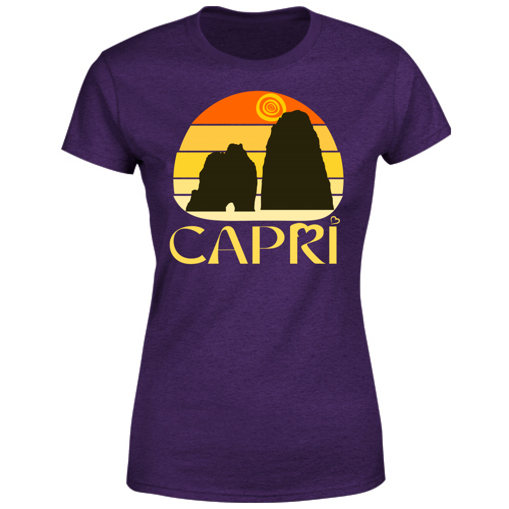 Women's T-Shirt CAPRI SUNSET VINTAGE YELLOW WRITING