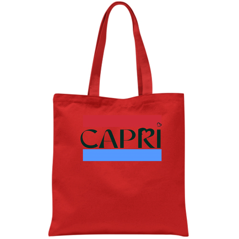 CAPRI BAG RED BLUE BAND BLACK WRITING 