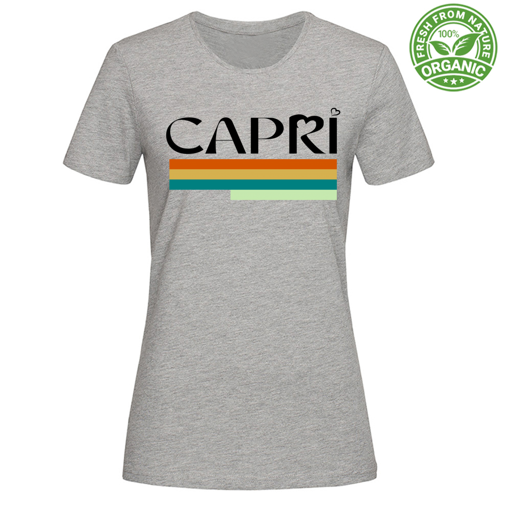 T-Shirt Woman Organic CAPRI TECNICOLOR SCRITTA NERA