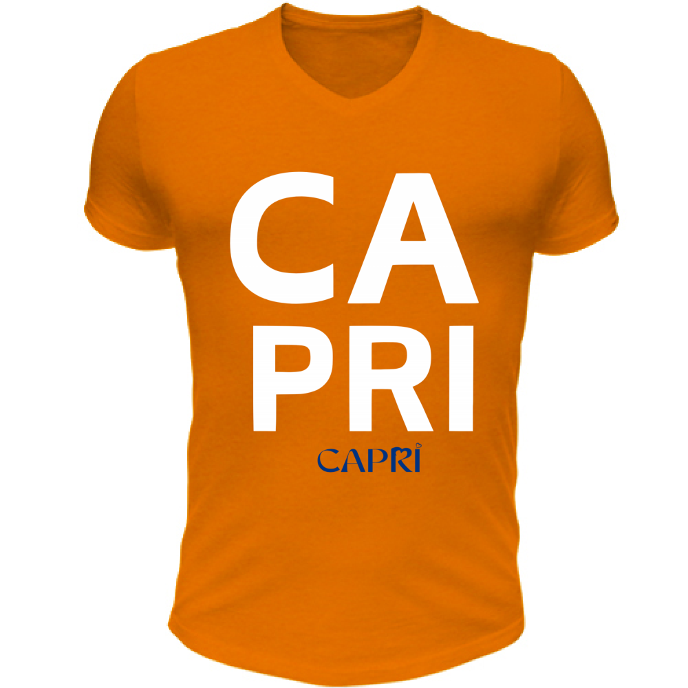 T-Shirt Unisex Scollo V CAPRI DESIGN SCRITTA BIANCA