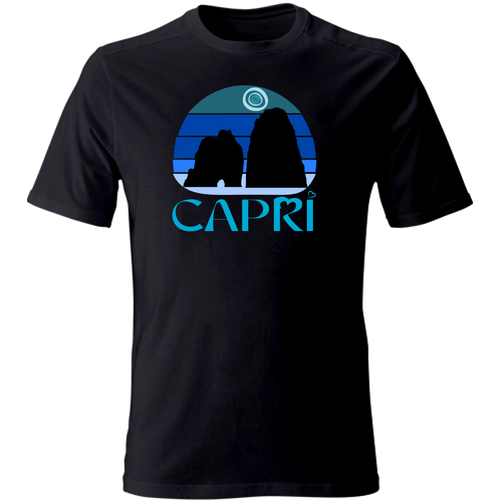 T-Shirt Unisex CAPRI VINTAGE TRAMONTO AZZURRATO