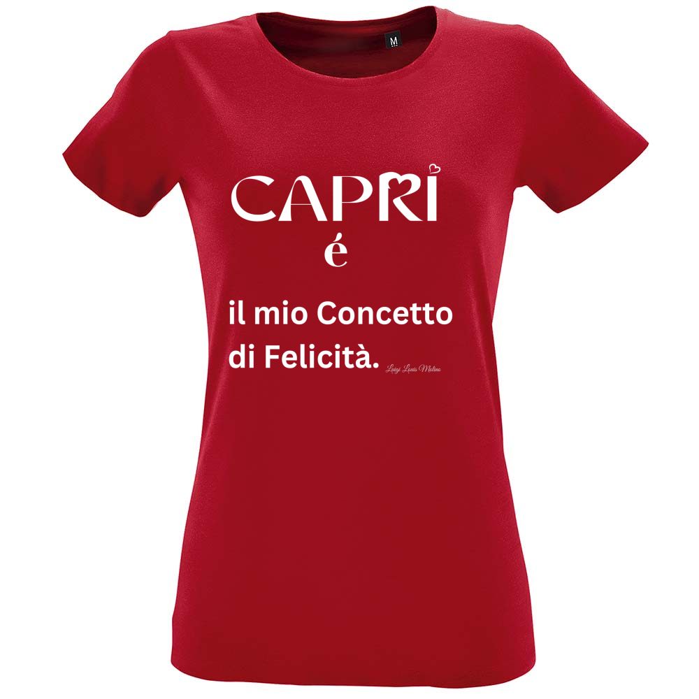 T-Shirt Women Fit Capri é il mio concetto di Felicità scritta Bian