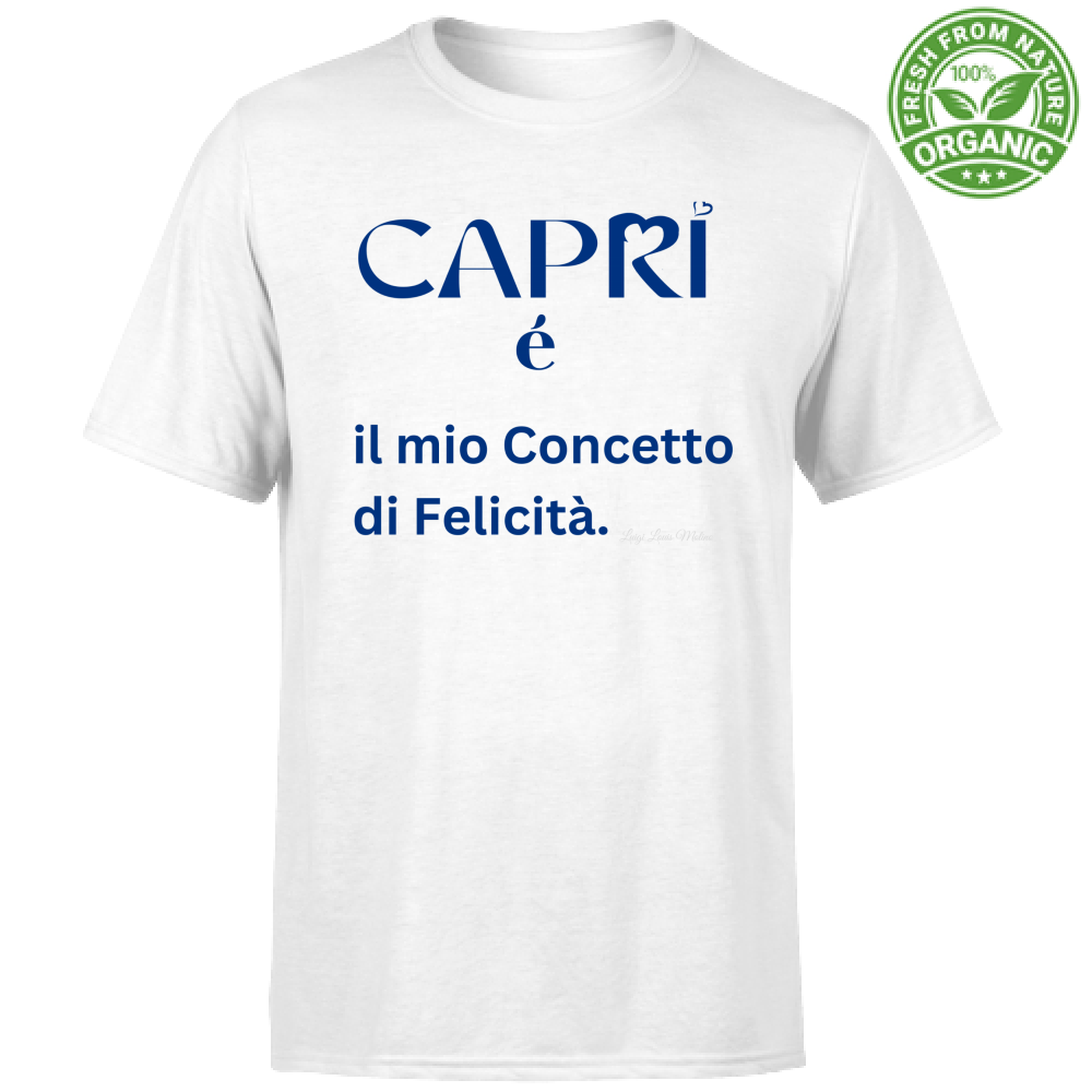 T-Shirt Bambino Organic Capri é il mio concetto di Felicità scritta Blue