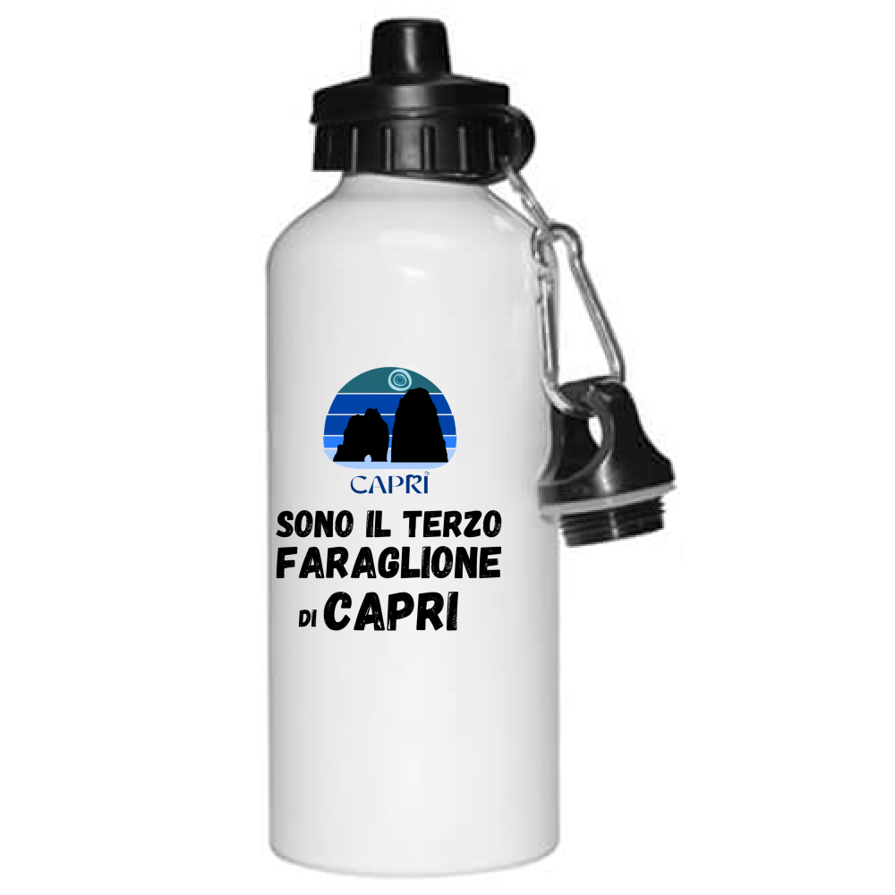 Water Bottle I AM THE THIRD FARAGLIONE OF CAPRI BLACK WRITING