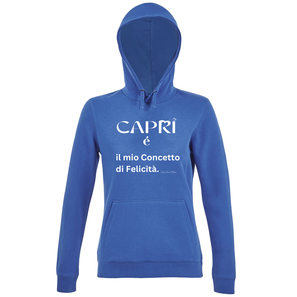 Hoodie Premium Women Capri é il mio concetto di Felicità scritta Bian