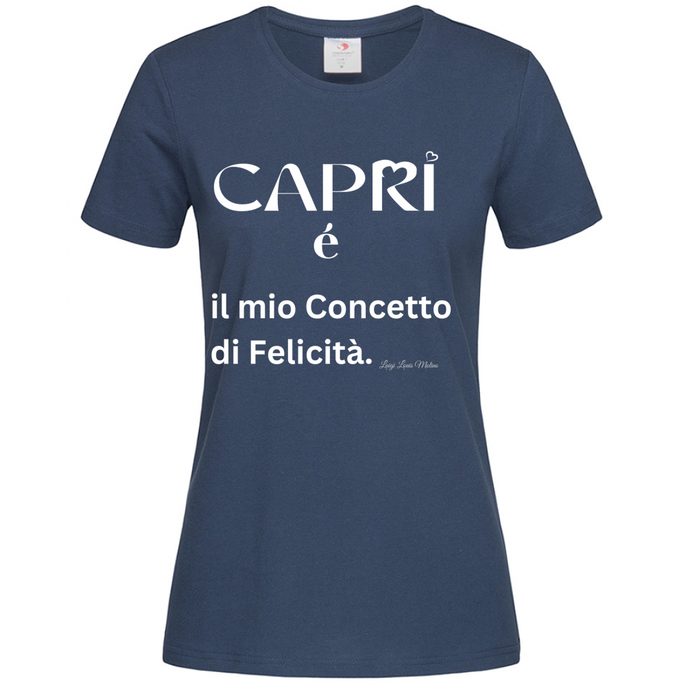 T-Shirt Women Premium Capri é il mio concetto di Felicità scritta Bian