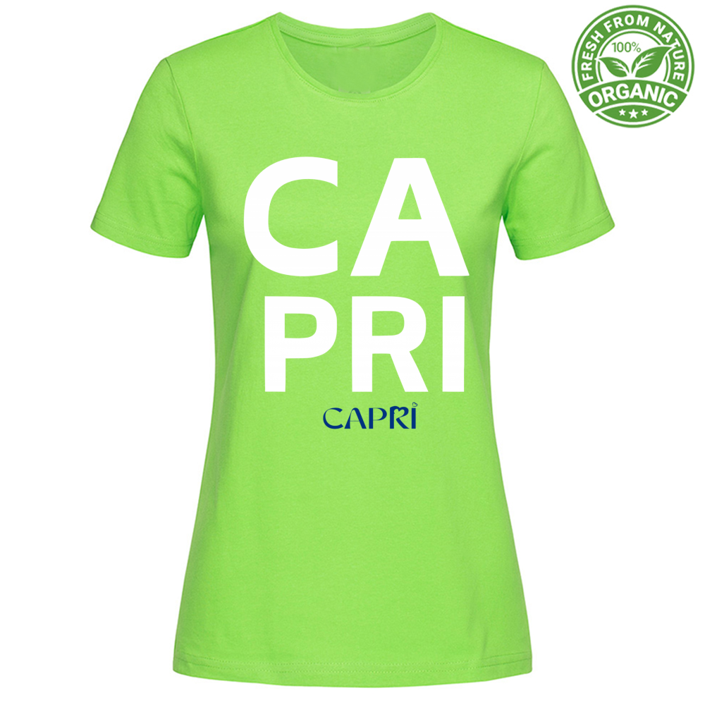 T-Shirt Woman Organic CAPRI DESIGN SCRITTA BIANCA