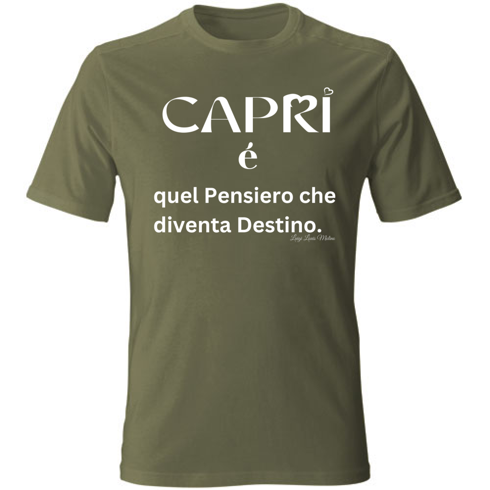 T-Shirt Bambino Capri quel Pensiero che diventa Destino scritta bi