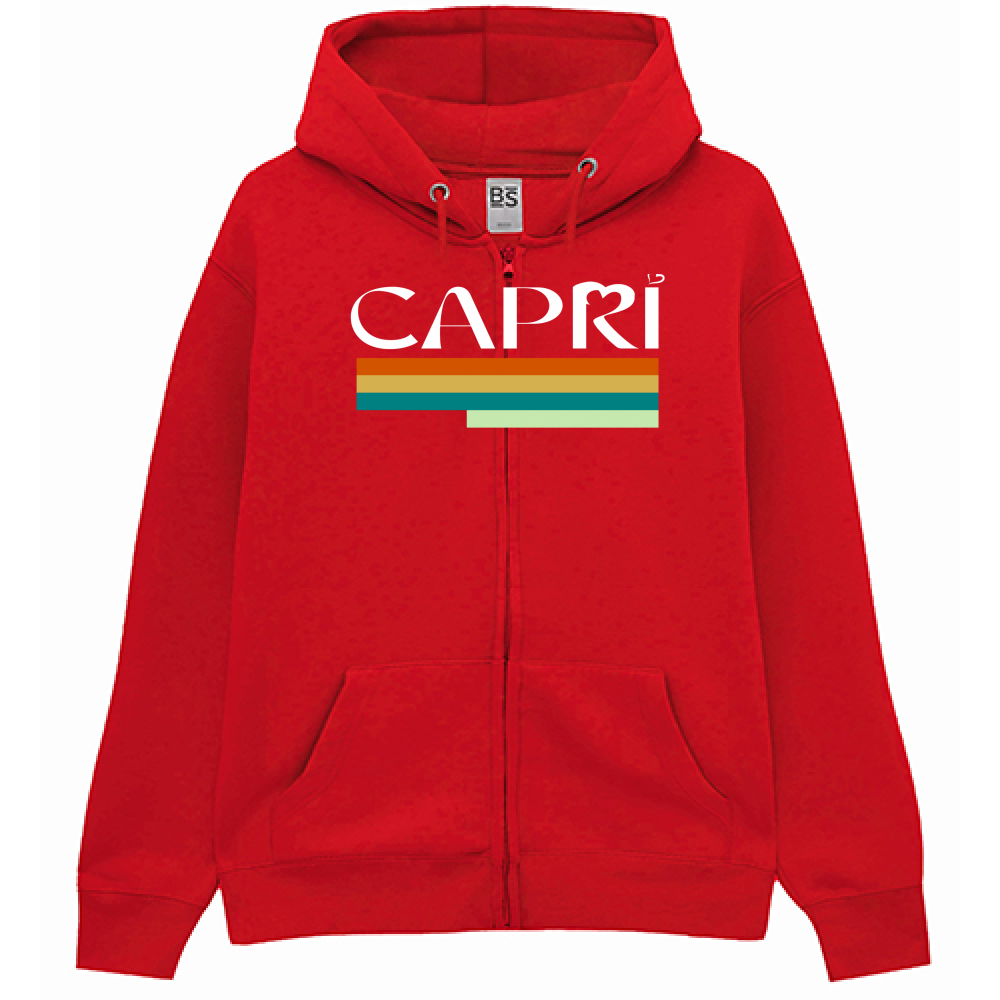 Felpa Premium Cappuccio Zip CAPRI TECNICOLOR SCRITTA BIANCA