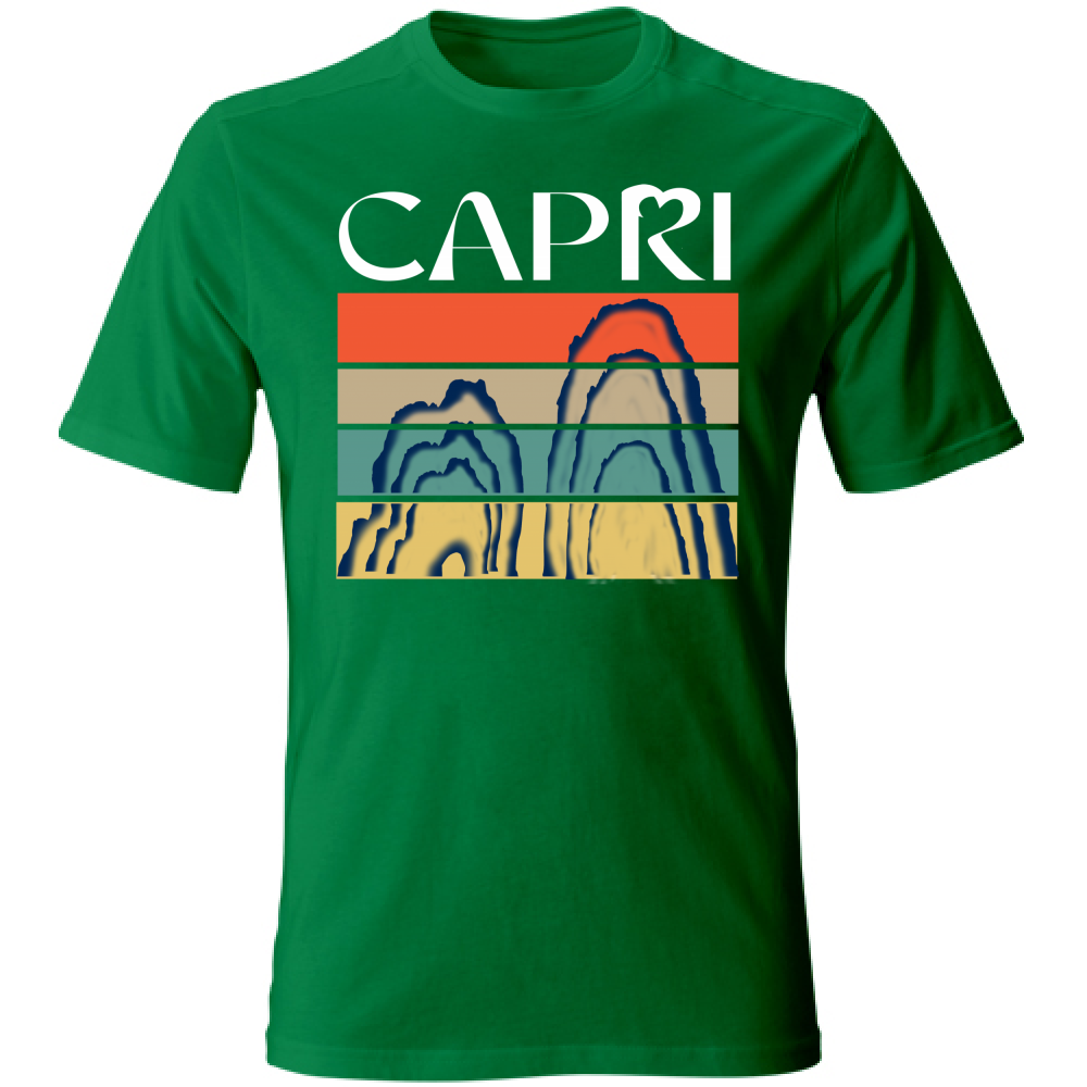 T-Shirt Unisex CAPRI PORZIONI FARAGLIONI SCRITTA BIANCA