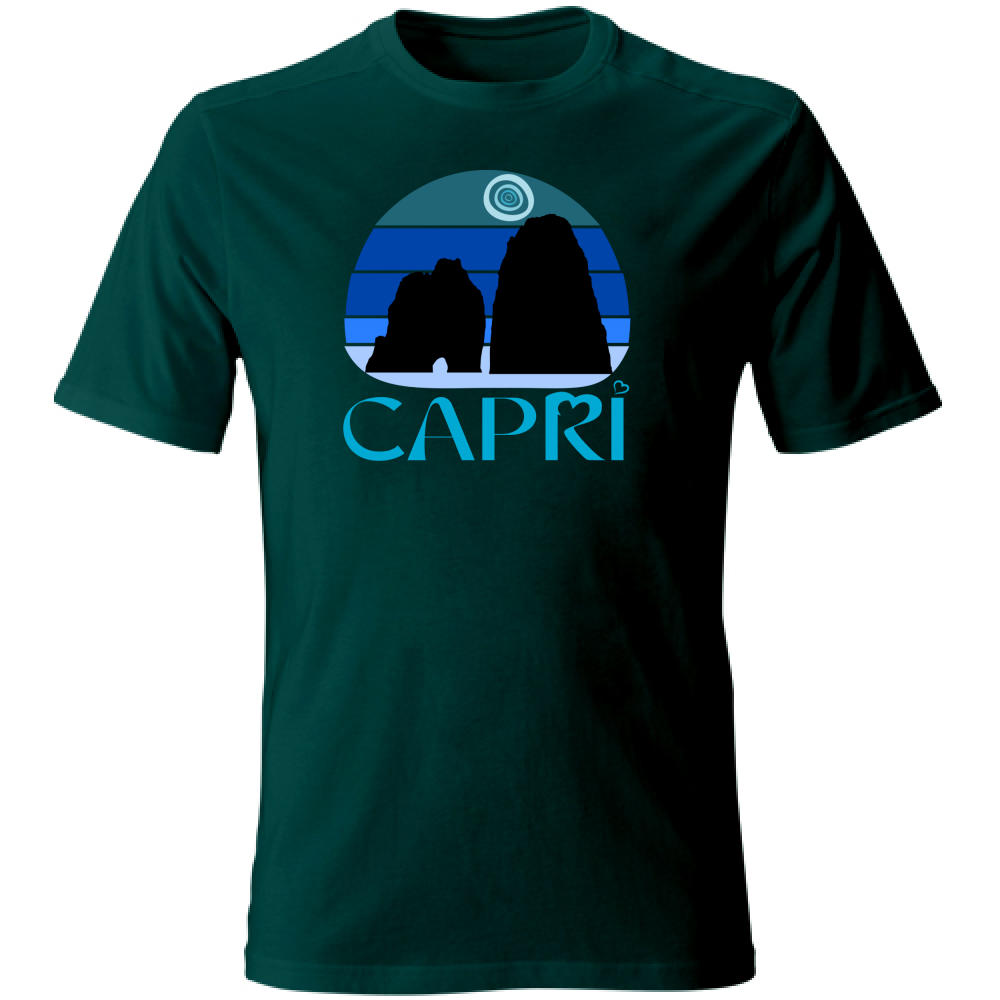 T-Shirt Unisex CAPRI VINTAGE TRAMONTO AZZURRATO