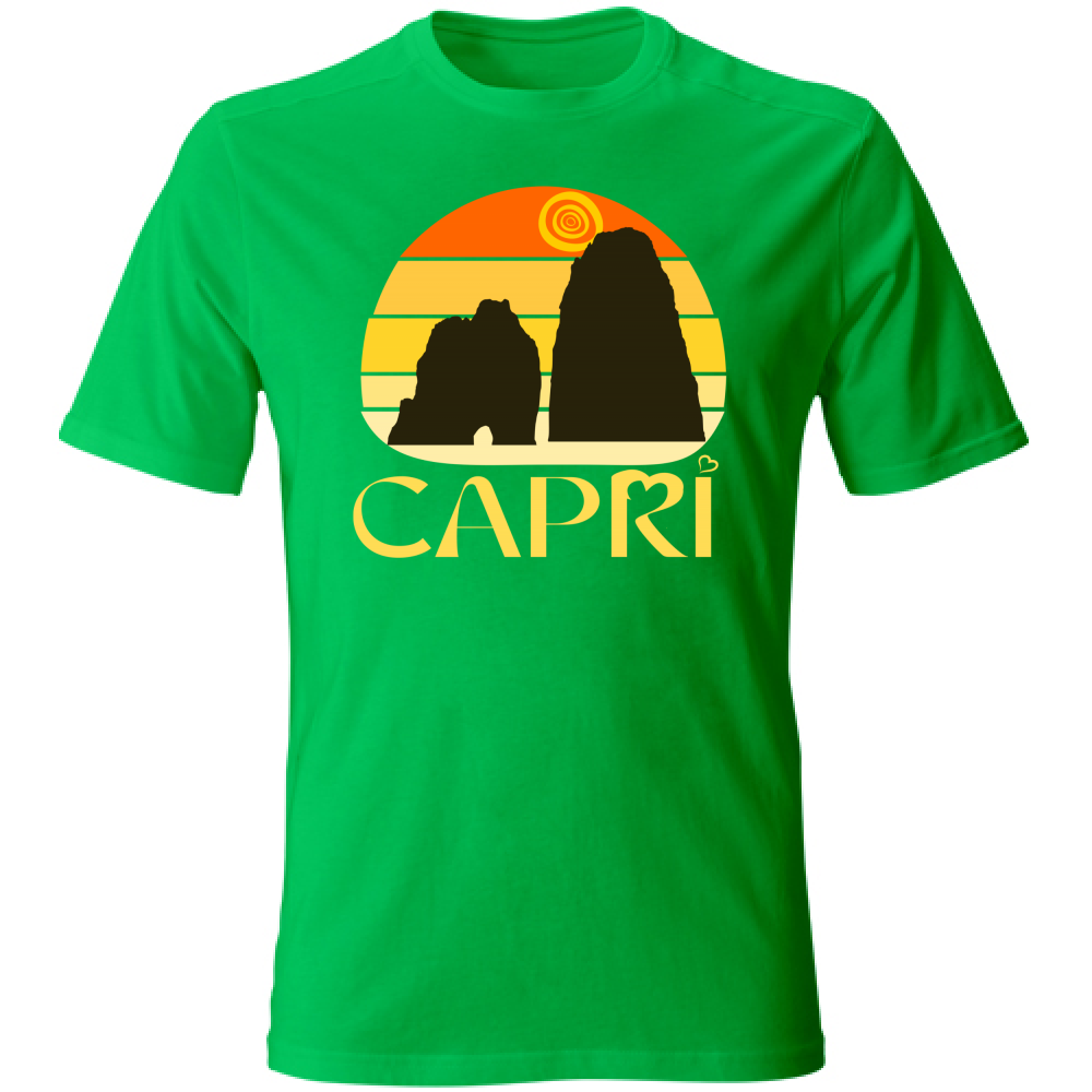 T-Shirt Unisex CAPRI TRAMONTO VINTAGE SCRITTA GIALLO