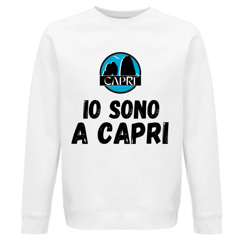 Felpa Unisex Organica IO SONO A CAPRI SCRITTA NERA