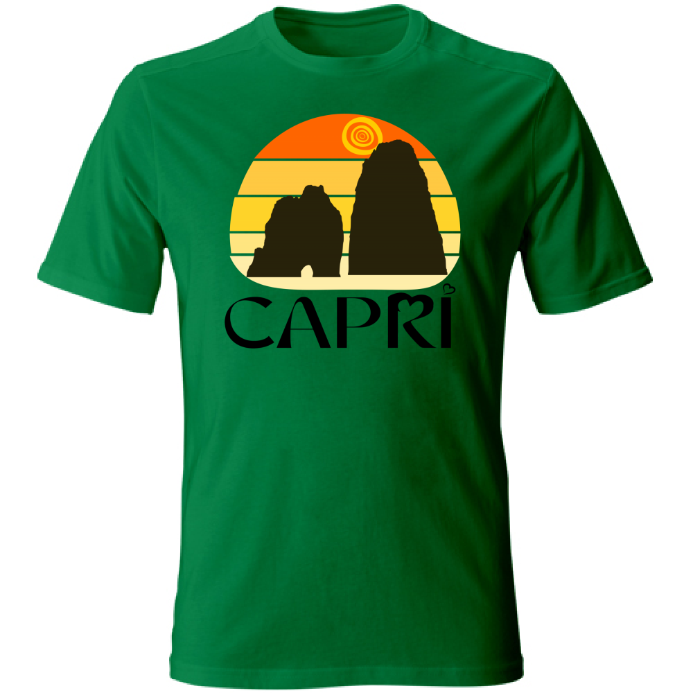 T-Shirt Unisex CAPRI TRAMONTO VINTAGE SCRITTA NERA