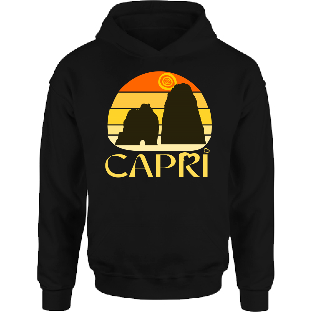 Felpa Bambino con Cappuccio CAPRI TRAMONTO VINTAGE SCRITTA GIALLO