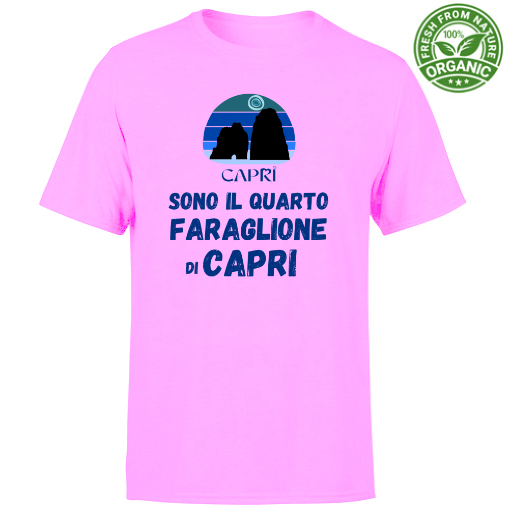 T-Shirt Unisex Organic SONO IL QUARTO FARAGLIONE DI CAPRI SCRITTA BLUE