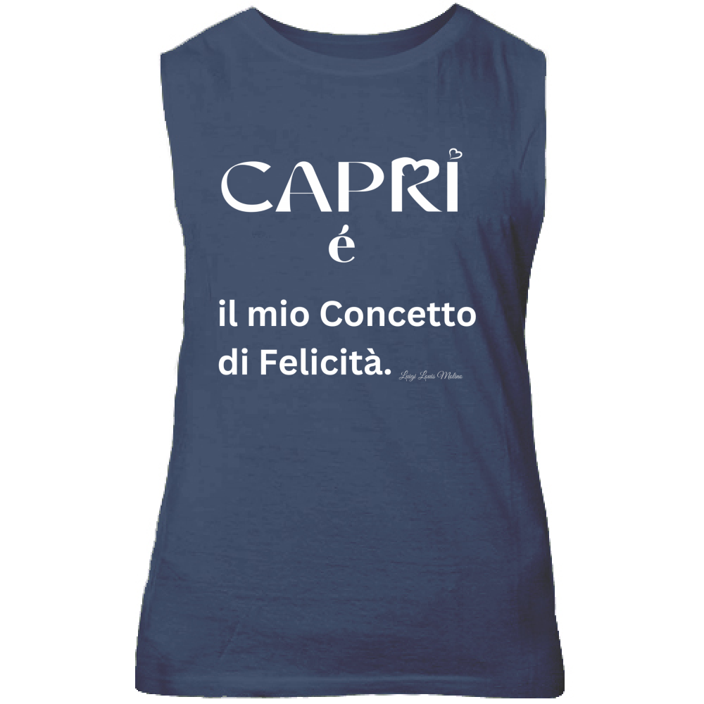 Canotta Unisex Capri é il mio concetto di Felicità scritta Bian