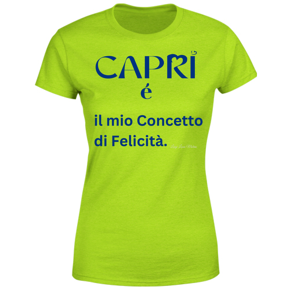 T-Shirt Donna Capri é il mio concetto di Felicità scritta Blue