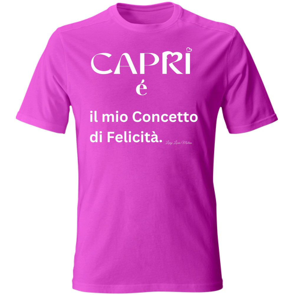 T-Shirt Bambino Capri é il mio concetto di Felicità scritta Bian