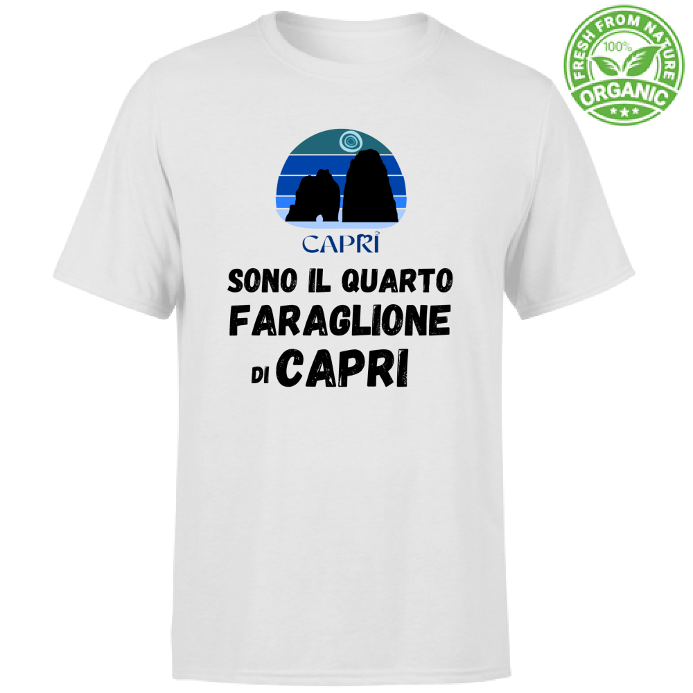T-Shirt Unisex Organic SONO IL QUARTO FARAGLIONE DI CAPRI SCRITTA NERA