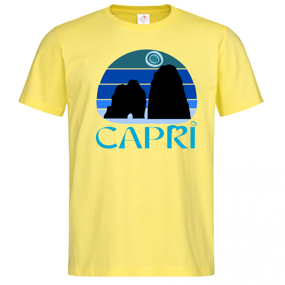 T-Shirt Men Premium CAPRI VINTAGE TRAMONTO AZZURRATO