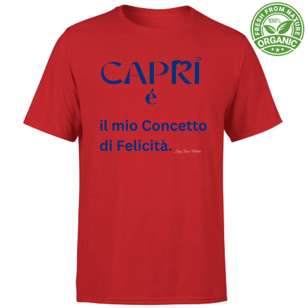 T-Shirt Bambino Organic Capri é il mio concetto di Felicità scritta Blue