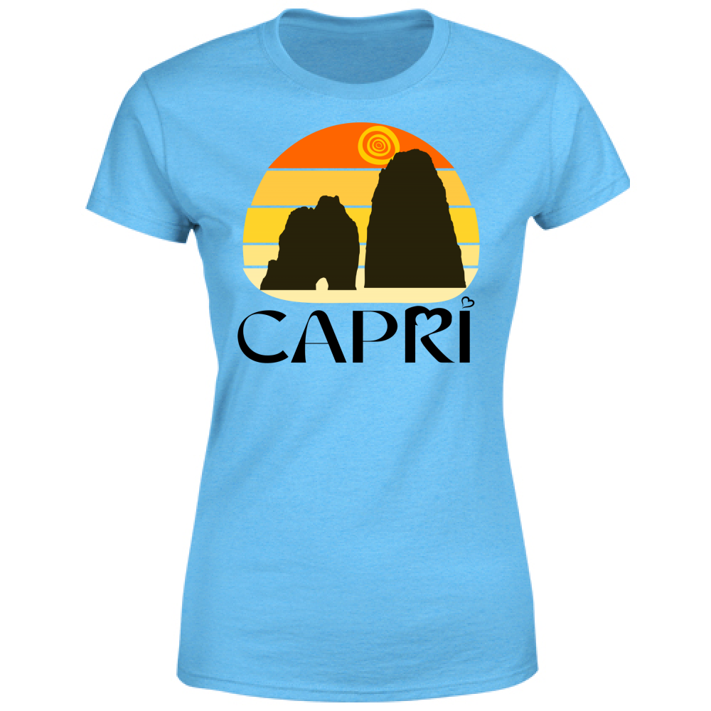 T-Shirt Donna CAPRI TRAMONTO VINTAGE SCRITTA NERA