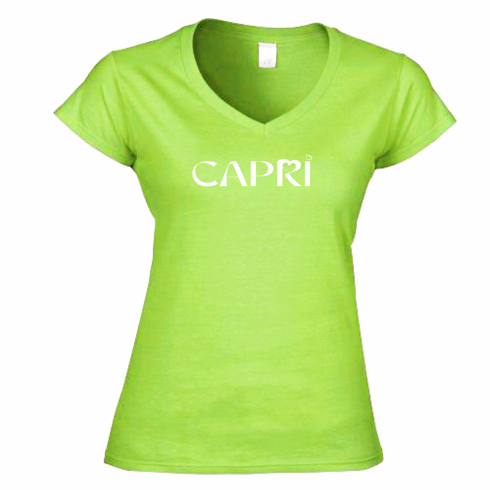 Women's T-Shirt V-Neck CAPRI MINIMAL WHITE WRITING