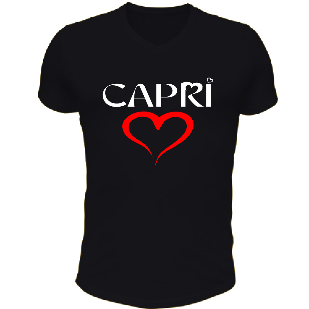 Unisex T-Shirt V-Neck HEART CAPRI RED