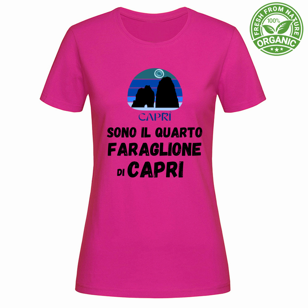 T-Shirt Woman Organic SONO IL QUARTO FARAGLIONE DI CAPRI SCRITTA NERA