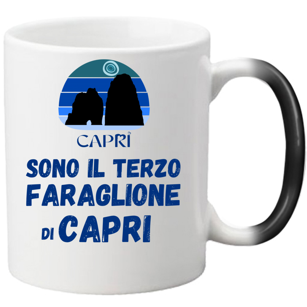 Magic Mug I AM THE THIRD FARAGLIONE OF CAPRI BLUE WRITING