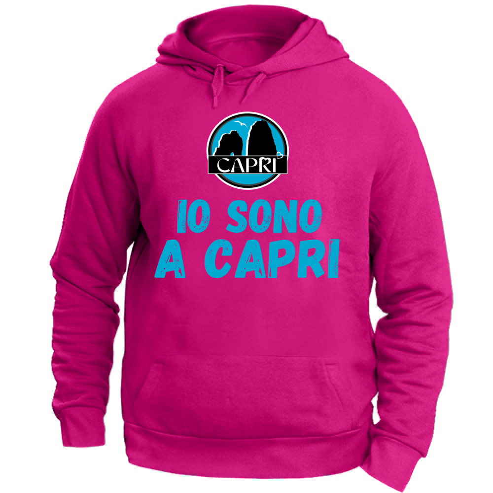 Felpa Unisex con Cappuccio IO SONO A CAPRI SCRITTA AZZURRA