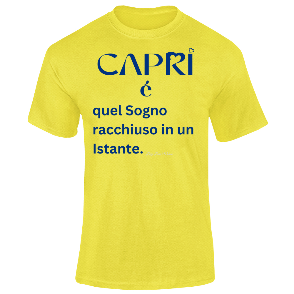 T-Shirt Unisex Dry Sport Capri Sogno racchiuso in un istante scritta Blue