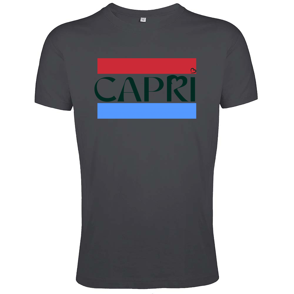 T-Shirt Men Fit CAPRI FASCIA ROSSO BLUE SCRITTA NERA