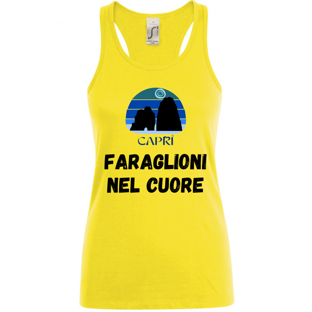 Canotta Donna FARAGLIONI DI CAPRI NEL CUORE SCRITTA NERA