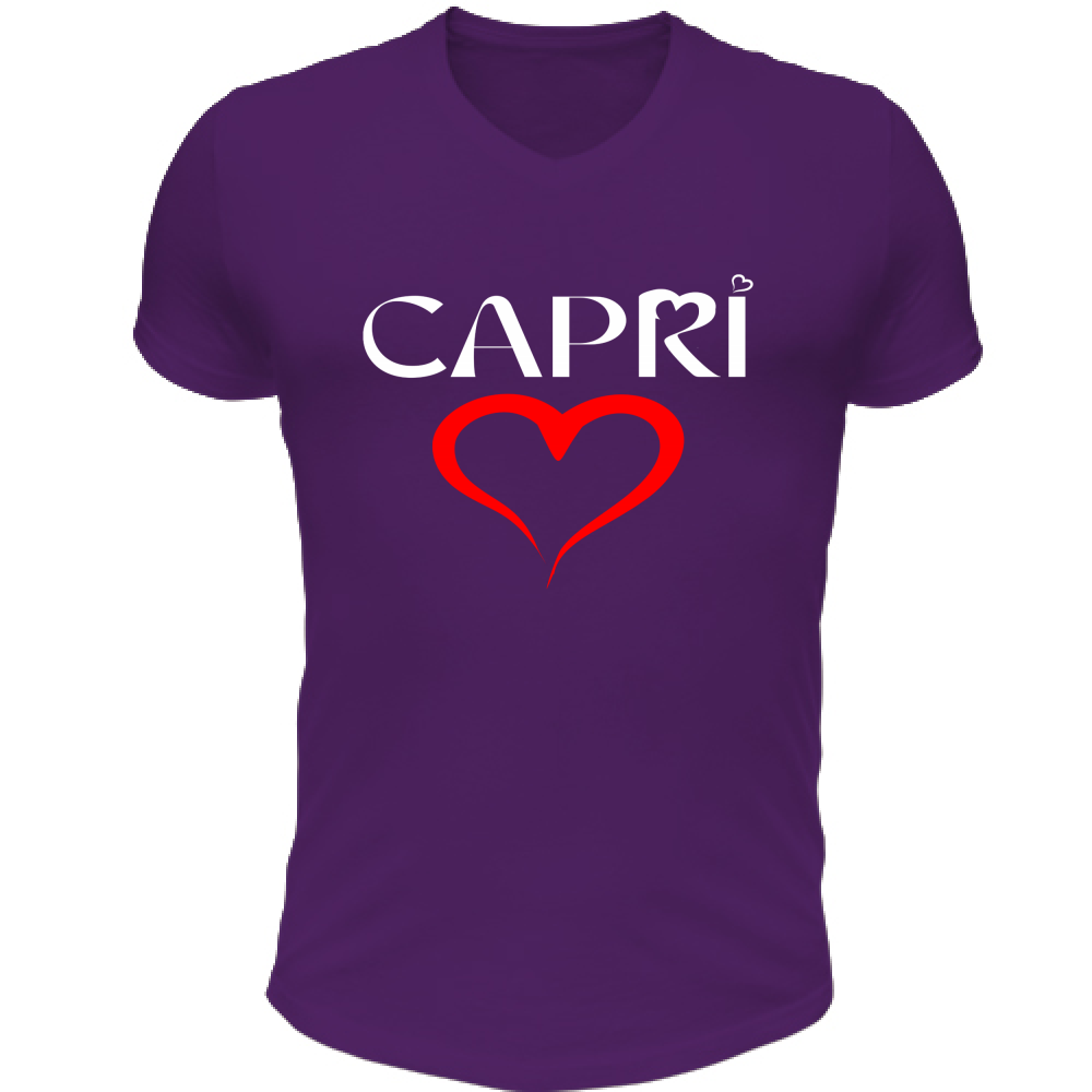 Unisex T-Shirt V-Neck HEART CAPRI RED