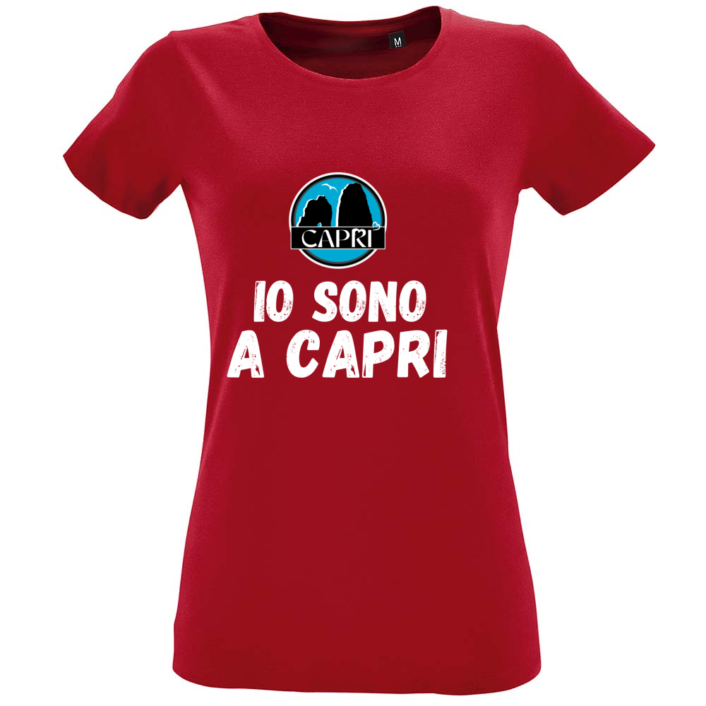 T-Shirt Women Fit IO SONO A CAPRI SCRITTA BIANCA