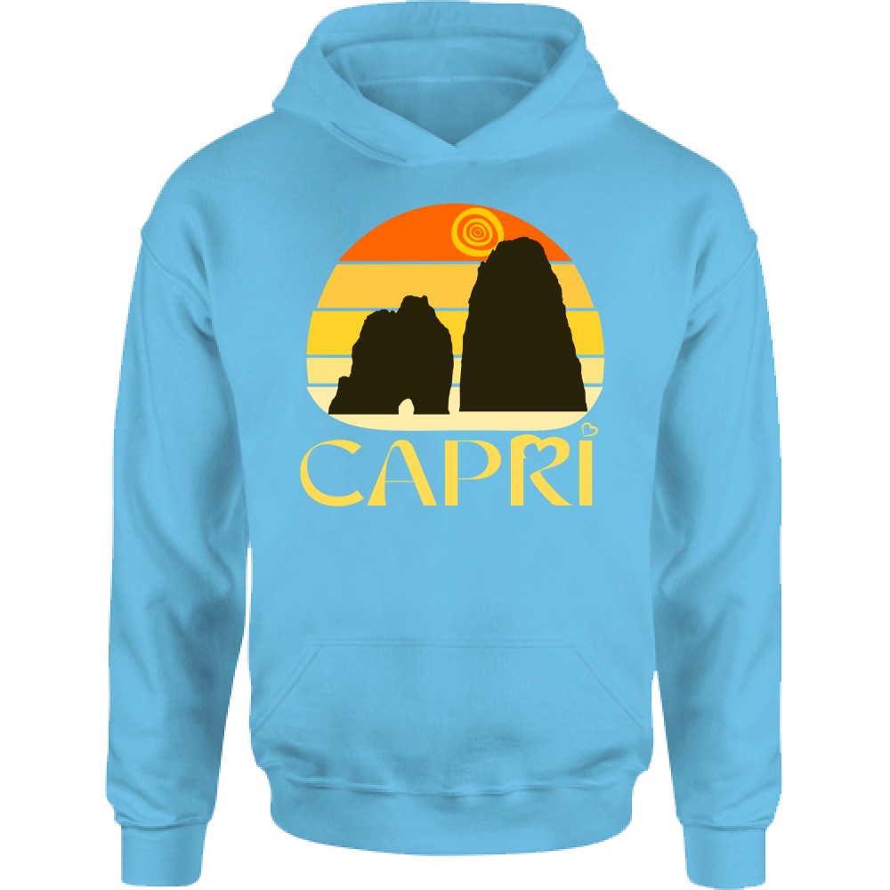 Felpa Bambino con Cappuccio CAPRI TRAMONTO VINTAGE SCRITTA GIALLO