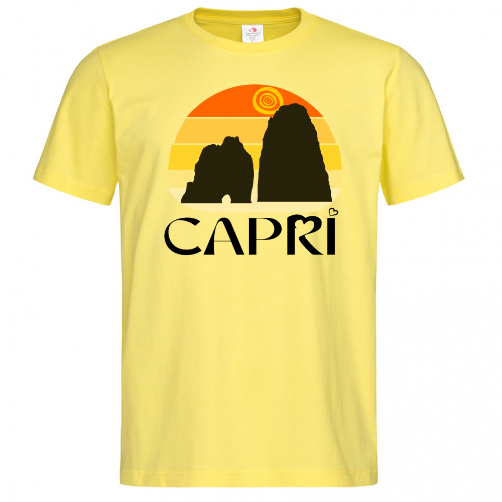 T-Shirt Men Premium CAPRI TRAMONTO VINTAGE SCRITTA NERA