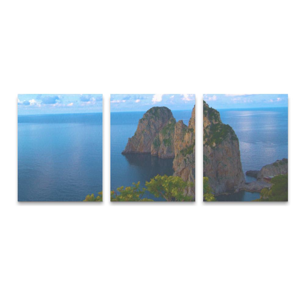 Canvas 3 Pannelli Telaio Capri Blu Incanto