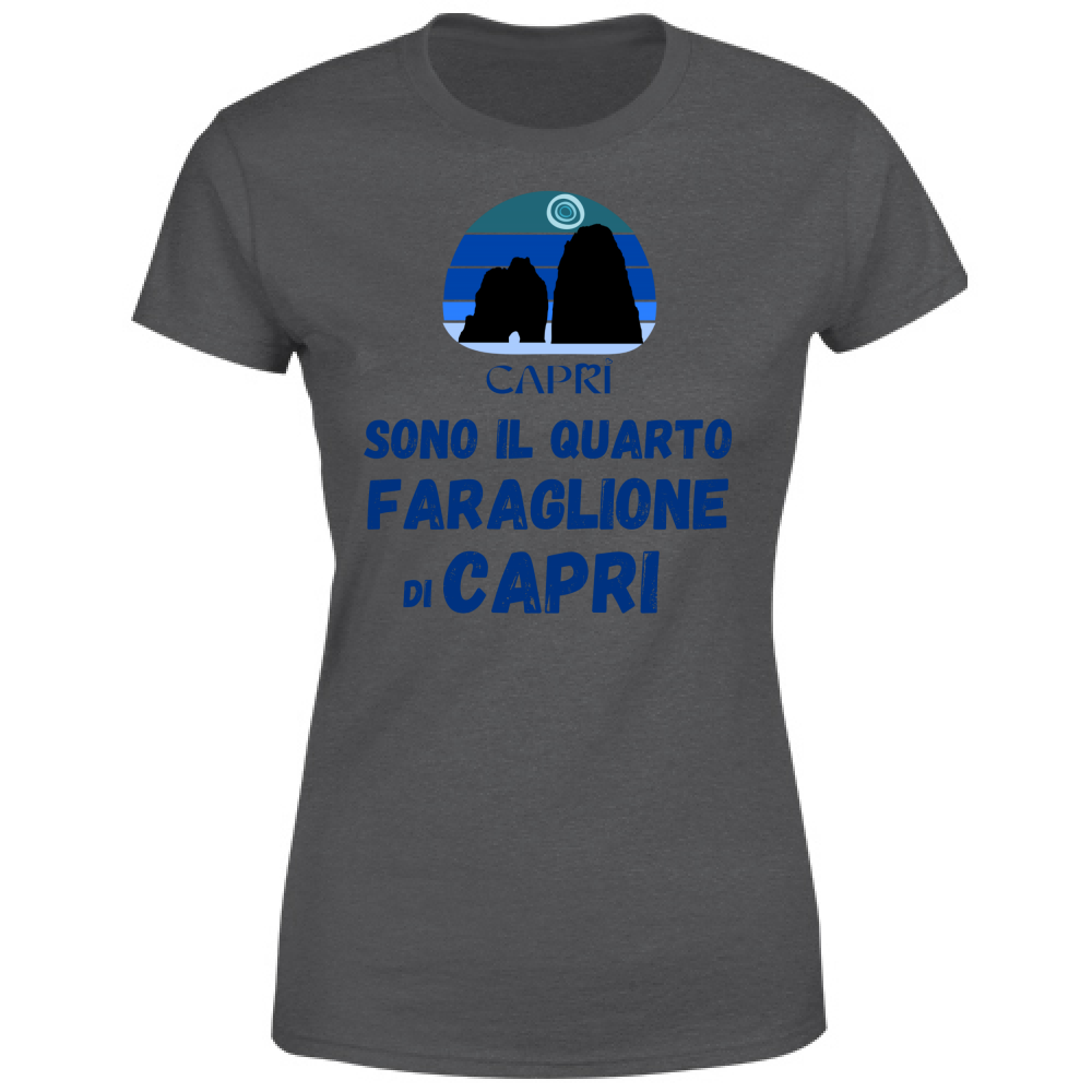 T-Shirt Donna SONO IL QUARTO FARAGLIONE DI CAPRI SCRITTA BLUE