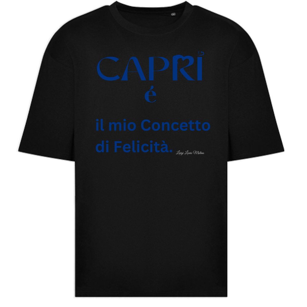 T-Shirt Oversize Capri é il mio concetto di Felicità scritta Blue